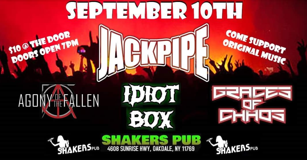 Jackpipesinger's tweet photo. Tomorrow nights festivities
#jackpipe #agonyofthefallen #idiotbox #gracesofchaos #shakerspub https://t.co/dzyS4cDZDI