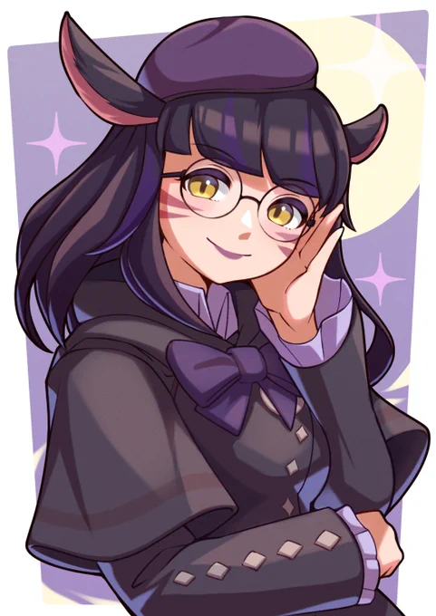 Commission for  !(Halfbody + glasses, thank you!)Intelligent and elegant Miqo'te from FF14! I loved the way she stood in the night. So my eyes were drawn to her as I drew.And I had so much fun drawing it.Thank you!#commissions 
