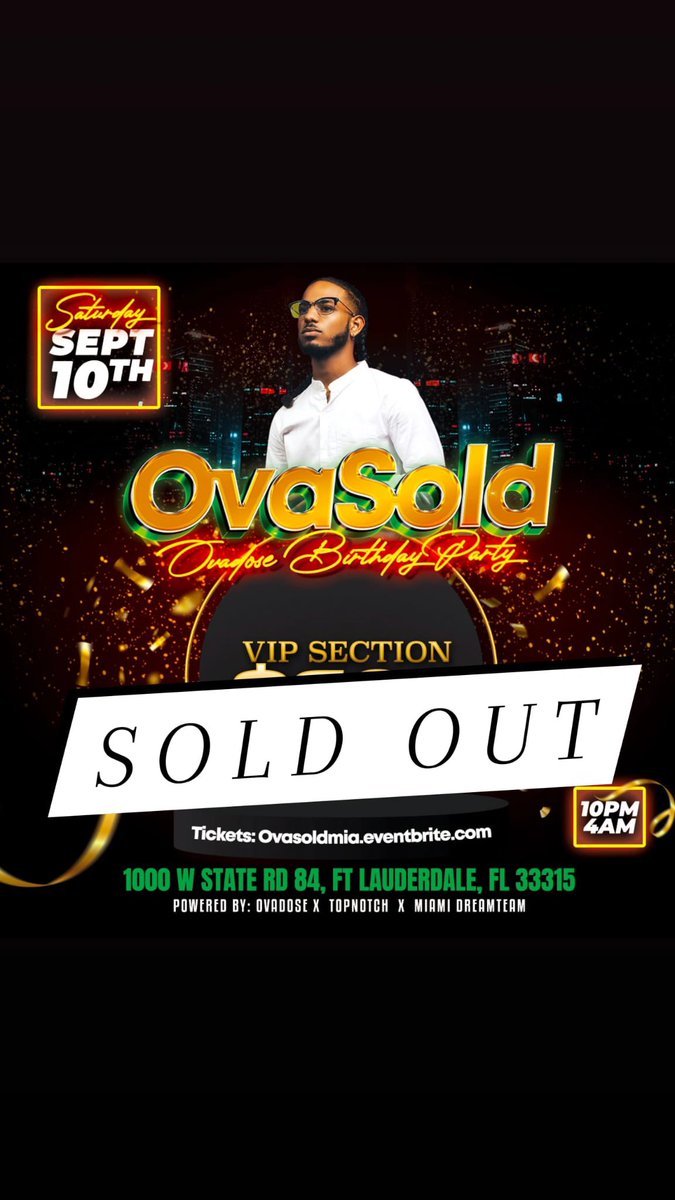 ovadosethedj's tweet photo. V.I.P Sections are Completely SOLD OUT
โ๏ธThis Saturdayโ๏ธ
๐๐๐๐๐๐๐ ๐ด (๐๐ข๐๐ฆ๐ข) ๐ด
๐ @ovadose สษชสแดสแด
แดส แดแดสแดส ๐
Tickets https://t.co/pHyoBGZTXh
Food & Hookahs available
#ovasold #ovadose #miamidreamteam #topnotch #ovadosebirthdayparty #ovasoldmiami https://t.co/n1UoDWmd9c