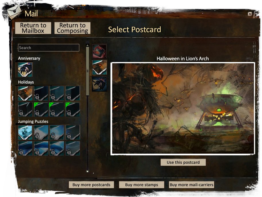 _MrMakarow_'s tweet photo. I think #GuildWars2 Mail System ✉️ needs a rework, so here are my ideas for improvements, gamification and non-invasive cosmetics. Included "export" message mode, so you can save received inbox messages on drive or print them. 💾🖨️🖼️

Full Design Document: https://t.co/B0ojoU9eHz https://t.co/PbfLN8BPhs