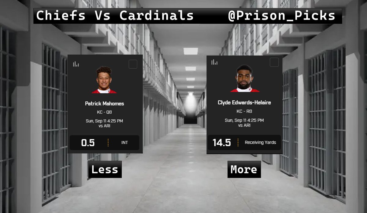 Blitz_Bets's tweet photo. #ChiefsKingdom Vs #BirdCityFootball
The Chiefs still have one of the best offenses in the league. (Chiefs -222, Coolbet).
#Prizepicks PROPS:
P. Mahomes u.5 INT
CEH o14.5 rec yards
#prizepicksnfl #gamblingtwitter #nfl #gambling #draftkings #fanduel #KCvsAZ #AZvsKC https://t.co/sx4g828VOE