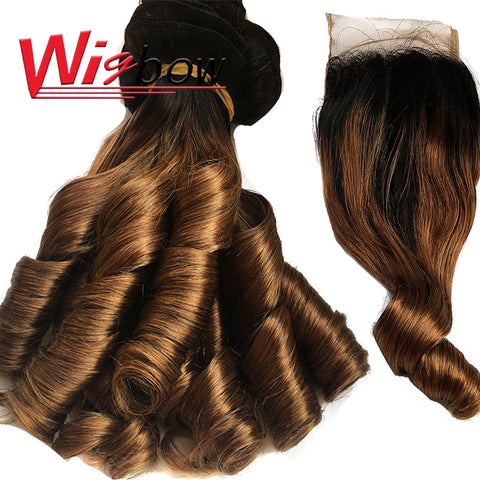 Best selling products: Wigbow Brazilian Ombre Loose Wave With Closure 8-16 inch 3 Piece Human Hair Curly Weave Bundles , see at absolute-instyle-wigs.myshopify.com/products/wigbo…