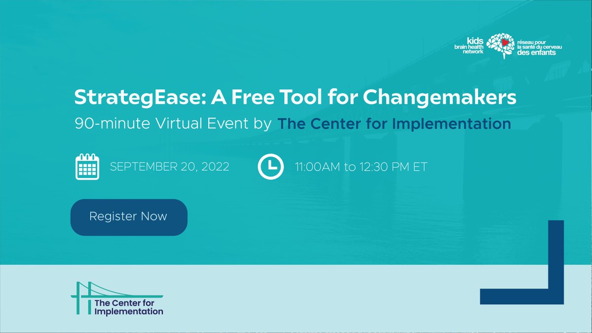 Introducing the free online #StrategEaseTool and pathway for implementation science, to help with your change efforts! Register to join Dr. @Julia_E_Moore and Dr. @sob_khan for a free 90-min virtual demo on Sept 20: ow.ly/GRF050KERYm #ImpSci #Changemakers @TCI_ca
