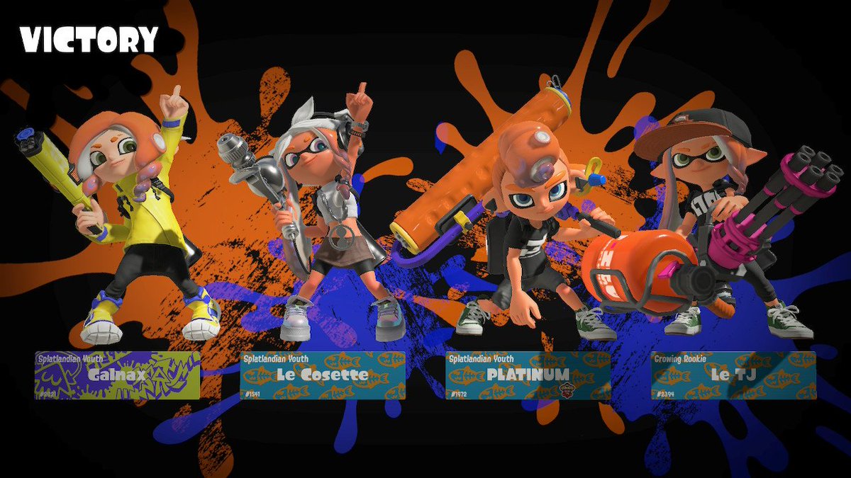 LeTJxxx's tweet photo. Many hours of fun gameplay today. Thank you everyone! #Splatoon #Splatoon3 #Nintendo #NintendoSwitch #NintendoSwitchOnline @nanamatuk @kstarisgaming @MuspellPirates #turfwar #veemo #Boyaah #LeClan https://t.co/cs448KJ5uB