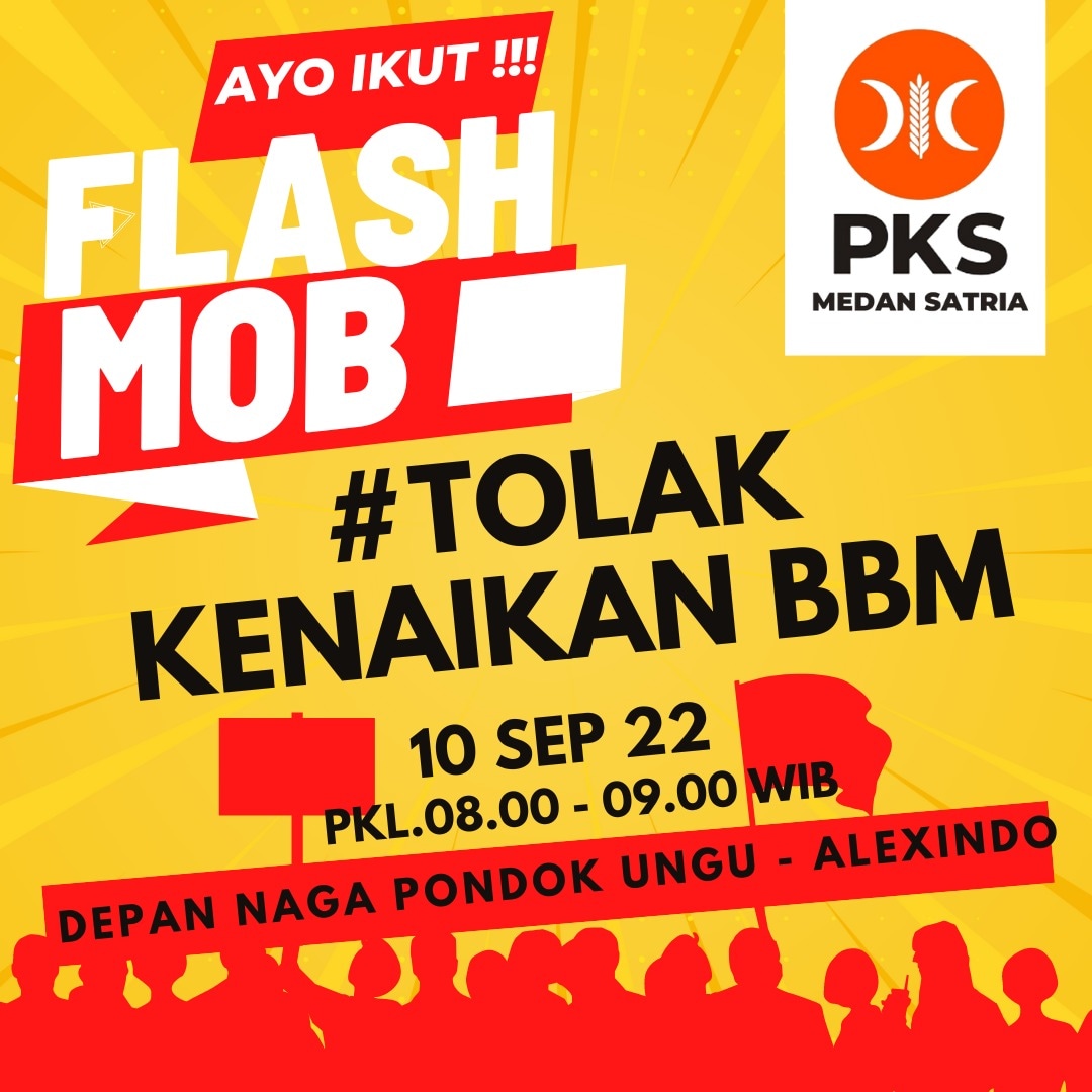 pks_medansatria's tweet photo. Ayo ikut!!!
Flashmob #Aksitolakbbmnaik
10 sept 2022 pkl 8.00 sd 9.00 wib
Di Depan Naga Pondok Ungu sd alexindo

@FPKSDPRRI @PKSejahtera https://t.co/zWscFAhSgV