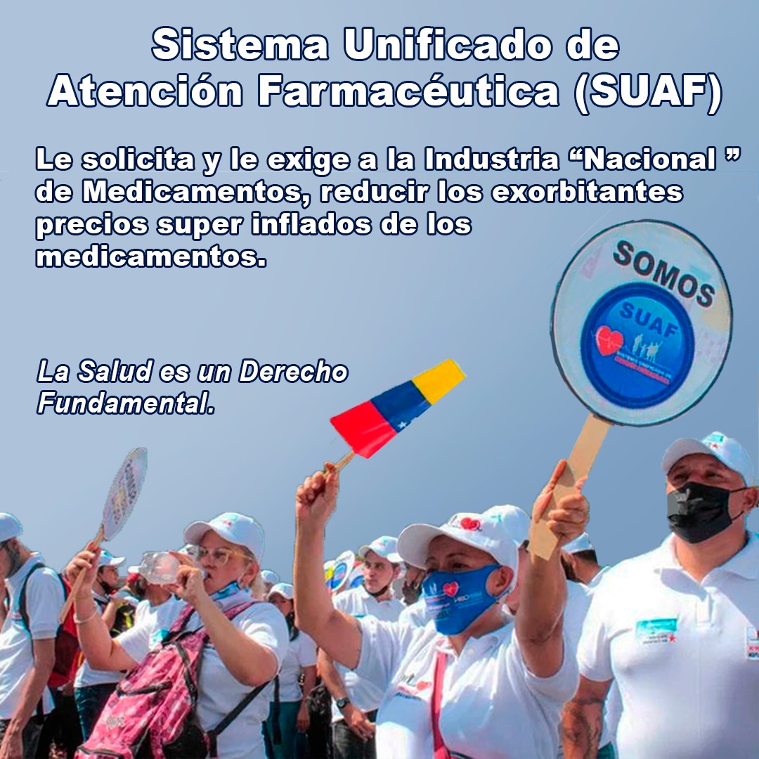 suaf_ve's tweet photo. El Sistema Unificado de Atención Farmacéutica, le solicita y le exige a la Industria "Nacional" de Medicamentos, reducir los exorbitantes precios inflados de los medicamentos. 
¡La Salud es un Derecho Fundamental! https://t.co/S3Yko2EqlI