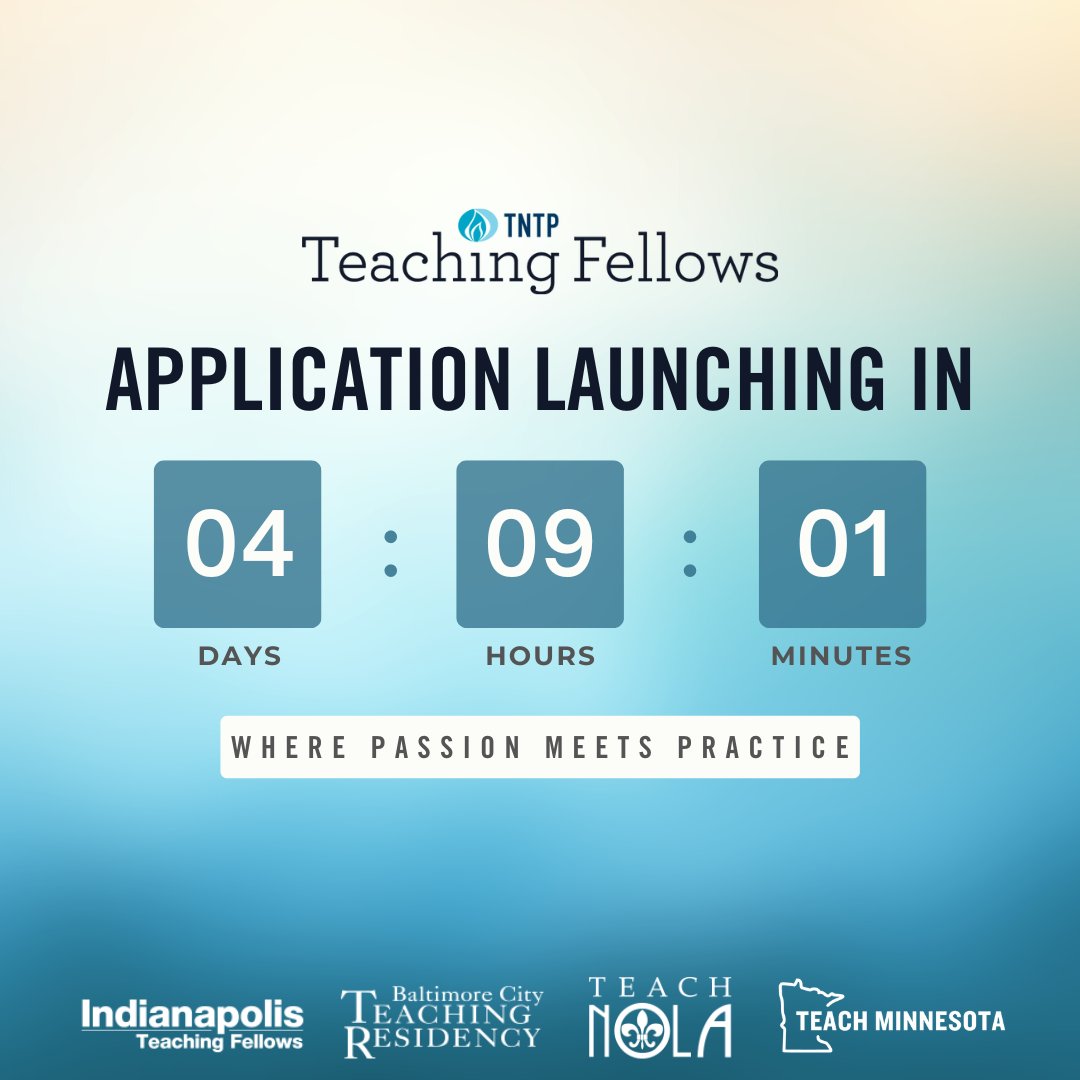 Save the date: Tuesday, September 13th, 2022 - Begin your journey with TNTP Teaching Fellows when our application launches!