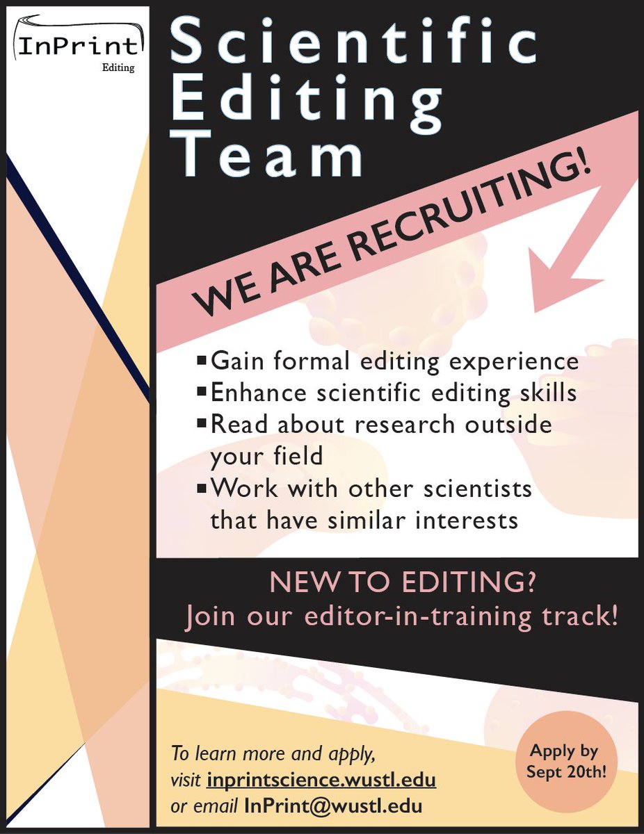 InPrintWUSTL's tweet photo. 🚨🚨🚨 It is that time again @WUSTL! We are recruiting for ALL @InPrintWUSTL teams - - Editing, Presentation Consulting, and Schema Design. 

⏰Deadline: September 20th
DM with any questions ☺️ https://t.co/TNmnEiLLwa
