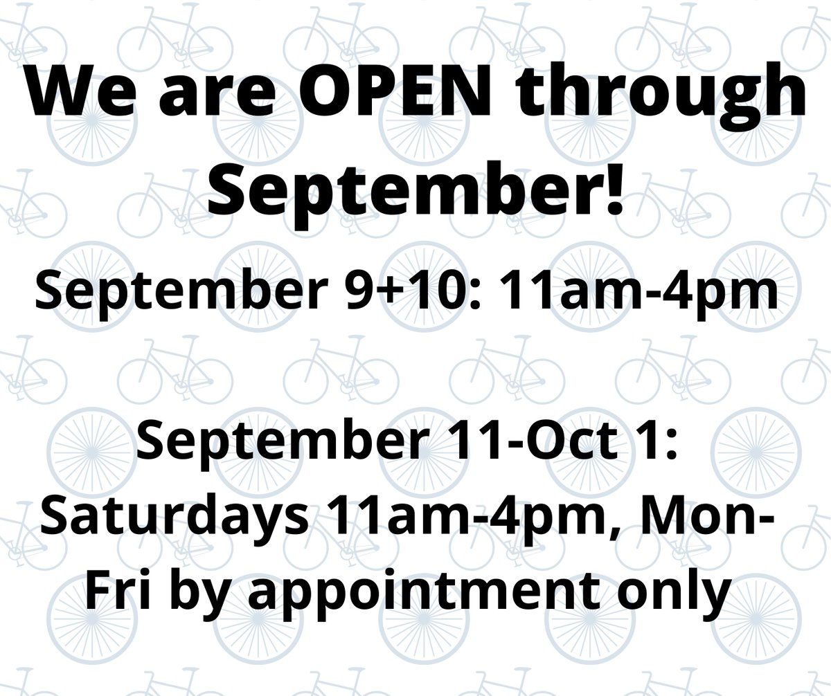 We have updated September hours! Come visit us today or tomorrow from 11am-4pm. After this weekend, we will be open Saturdays 11am-4pm until Oct. 1, but we will also have limited availability for appointments during the week - email gearup.kingston@gmail.com to arrange!