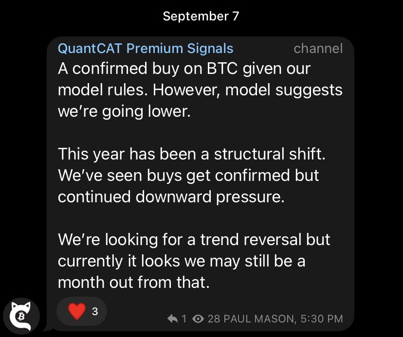 QuantCATmodel's tweet photo. We always say, “trust the model.” This beautiful confirmed buy signal on $BTC came just before this recent price jump. The model is a better tool than emotions or guessing about market sentiment. https://t.co/6D2j4Jtqpb