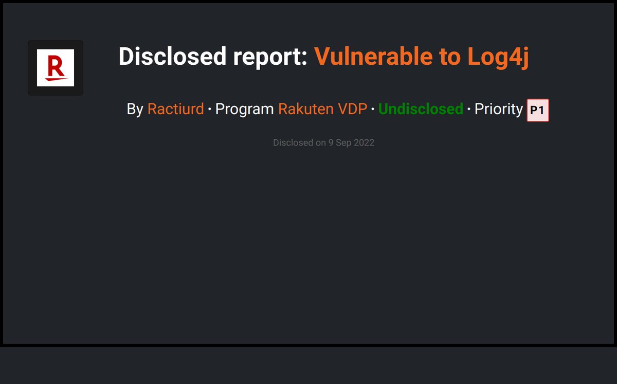 Bcdisclosed's tweet photo. Rakuten VDP disclosed a submission reported by Ractiurd on @Bugcrowd !
https://t.co/QlZfBDciK2
  #Bugcrowd #bugbounty https://t.co/9o1EAbJ5fy
