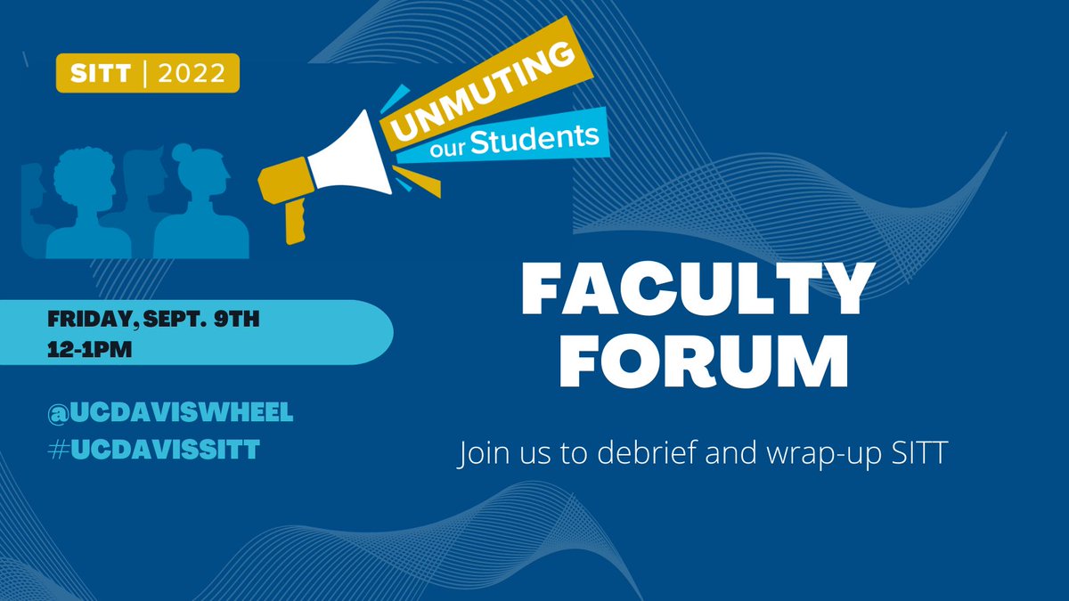 ucdaviswheel's tweet photo. 12-1pm: Join us to debrief and wrap-up #UCDavisSITT! If you haven't achieved your annual #UCDavis #EdTech fix yet, this is your last chance (until ATS Ed Tech Week, next week). Come join us for out final discussion and closing remarks: https://t.co/utBypOxCrk. https://t.co/fo6a5e9OwH