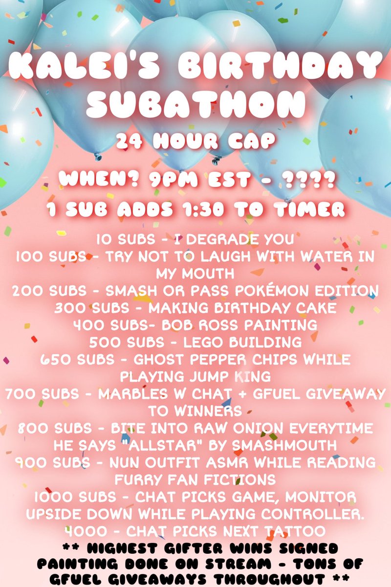 Faze kalei on twitter birthday weekend subathon tonight never have