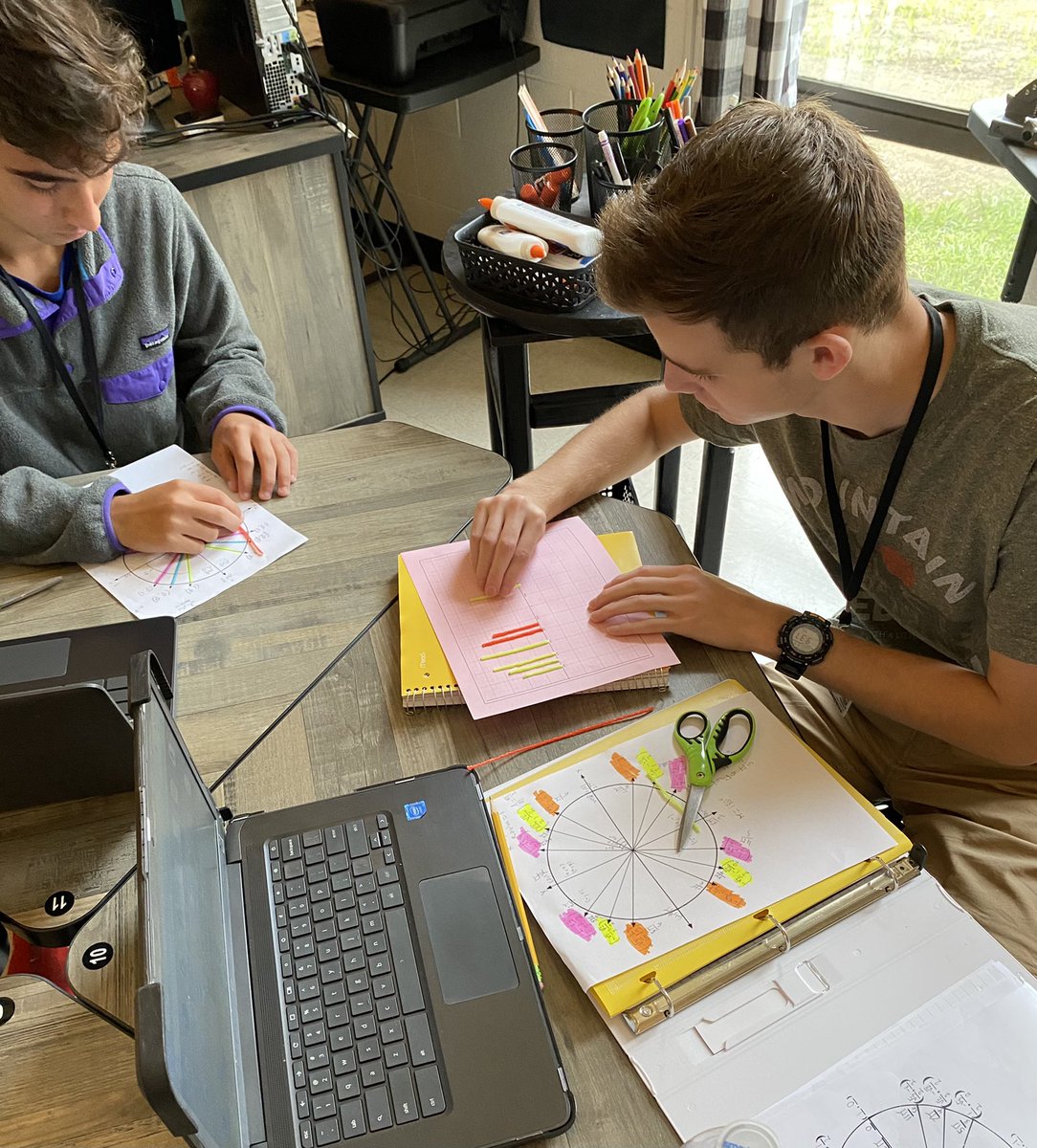 AlisaHobgood's tweet photo. High Students students using @Wikkistix to create a sine curve was the highlight of my day and there’s too. “Mrs. Hobgood, this is the most fun I’ve had in a math class.” Big kids are still kids and love hands-on activities. https://t.co/U7KKr0Dq7l