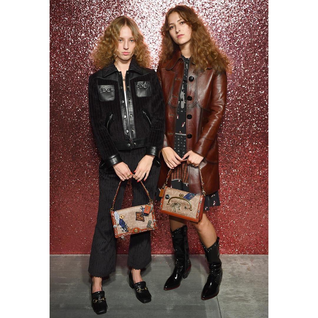 Coach's tweet photo. Brb, building our dream girl group. 💘 Flashback to #CoachSS18, when #EmmaRoberts, #SelenaGomez, #SabrinaCarpenter, #PetraCollins & #AnnaCollins all showed up and showed out. #CoachSpring23 #NYFW #NewYorkFashionWeek #CoachNY https://t.co/D3IuxO4gPq