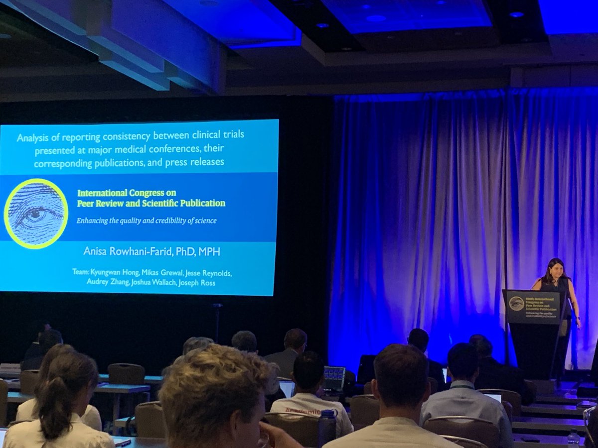 jsross119's tweet photo. Very proud of ⁦@AnisaFarid⁩, presenting her study #PRC9 examining reporting consistency for RCTs presented at major conferences and then published https://t.co/r05e1LTxf9