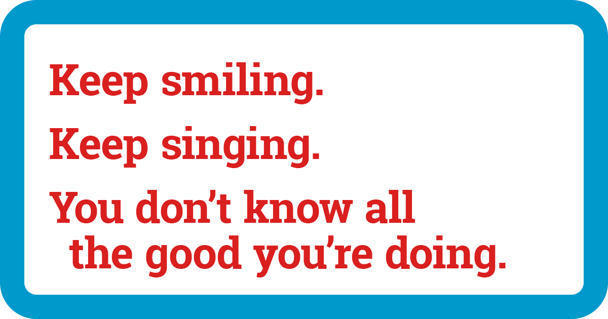 This morning, I visited a local memory care facility to sing with the residents. After the show, one of the residents encouraged me with these words: "Keep smiling. Keep singing. You don't know all the good you're doing." I'm planning to do just that! #makingadifference