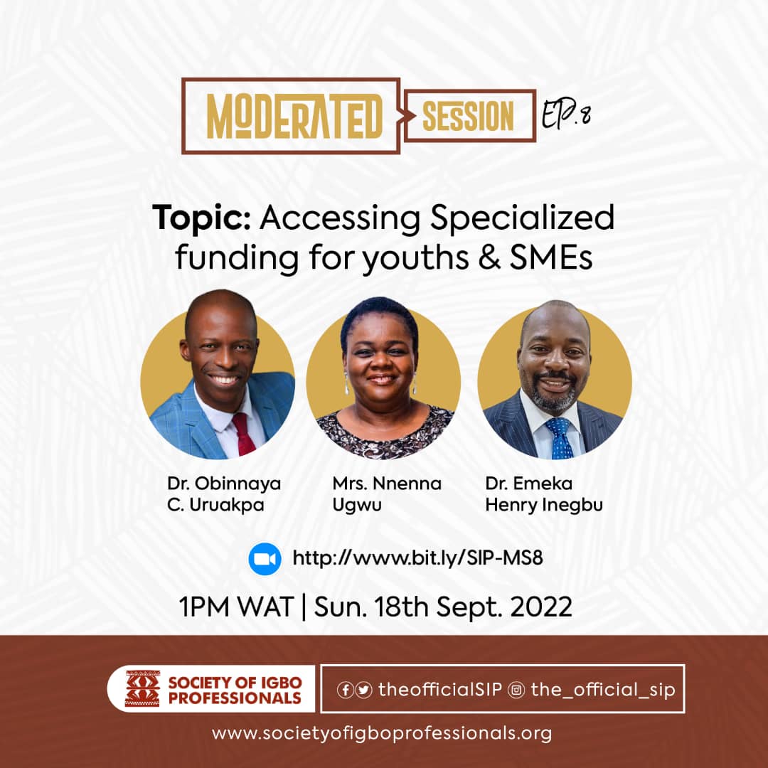 theofficialsip's tweet photo. SIP Moderated Session is just around the corner😃

Topic: Accessing Specialized Funding for Youths &amp; SMEs

Date: Sun, 18th Sept, 2022
Time: 1pm WAT
Venue: Zoom - https://t.co/DSridvhoOj

Mark your calendar!🤩

#SIP #moderatedsession #alaigbo #economicdevelopment https://t.co/bHKqNng4My