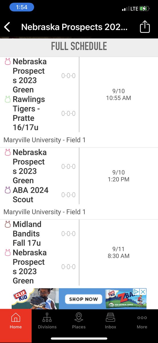 Pitching rotation for this week at St. Louis tournament for Nebraska Prospects 2023 Green Team