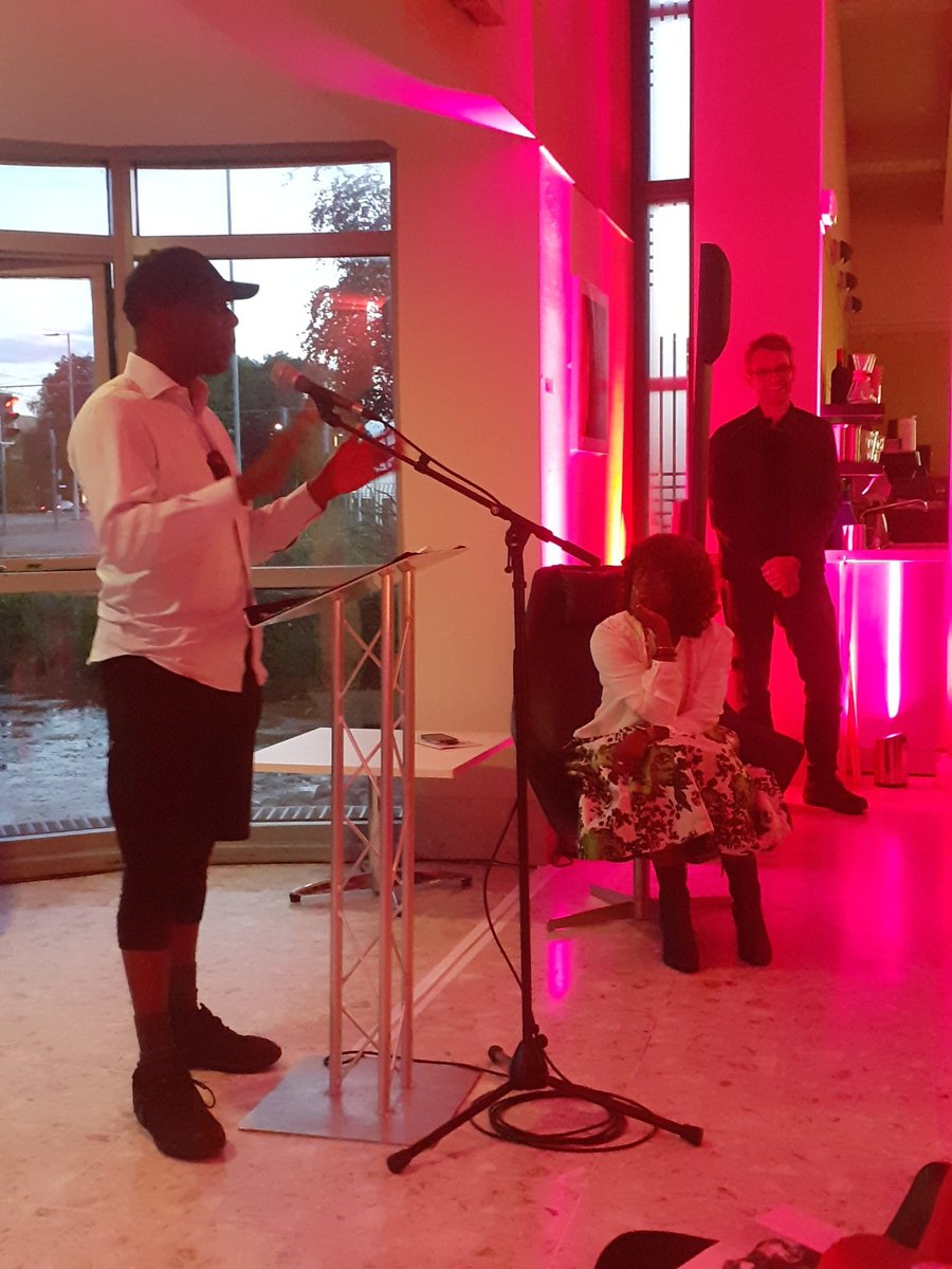 @forbesprojects introduced by @brendaemmanus at the launch of the Nottingham-based artist's first solo exhibition @LakesideArts The exhibition is influenced by the works by authors such as @kehinde_andrews Micheal read during his MA in sculpture