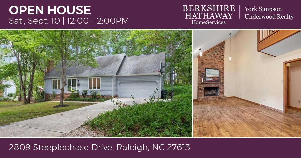 BeauMinnick's tweet photo. Come visit me at an open house on Saturday from 12-2 at 2809 Steeplechase Drive in Raleigh!! A beautiful home in a fantastic location!! @BHHSCarolinas #GoWithBeauBHHS https://t.co/Gu4tyz4yqw