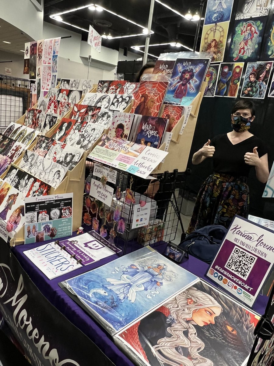 karinamorenoart's tweet photo. All set up for @rosecitycc 🌹Featuring Ghost and @/freyartemia_nails (on Insta) ❤️❤️❤️ Table J4 in the artist alley, way in the back! 😅
#artistalley #rosecitycomiccon #conventiontable 

#artistalley #rosecitycomiccon #conventiontable https://t.co/gQg4tRR9mu