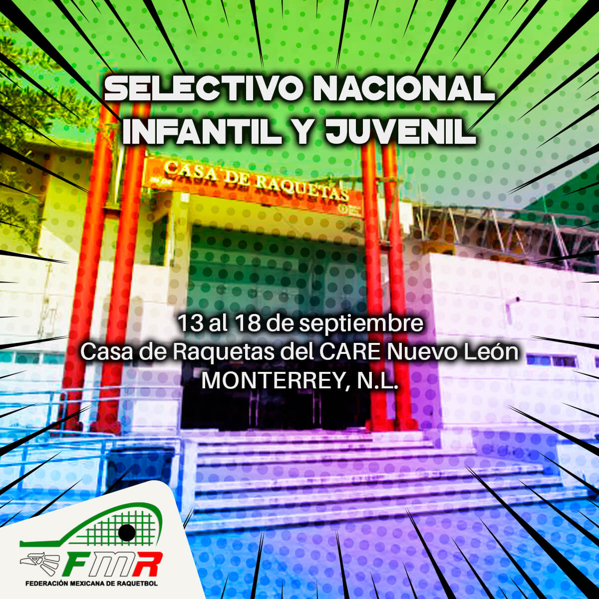 femexraquetbol's tweet photo. Apoya a la próxima generación de campeones de raquetbol, en el Selectivo Nacional Infantil y Juvenil que se celebrará del 13 al 18 de septiembre en la Casa de Raquetas del Centro de Alto Rendimiento (CARE) Nuevo León, en la ciudad de Monterrey #selectivonacional #raquetbol https://t.co/xHtFcq9txY