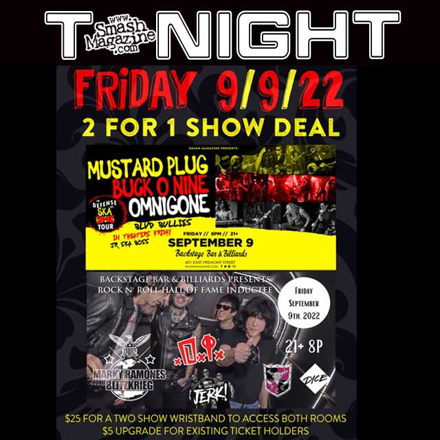 ChinHwal's tweet photo. ⚡️TONIGHT⚡️

@indefenseofska Tour
@mustard_plug, @buck09  @0mnig0ne BLVD Bullies, In Theaters Friday @ITF_LasVegas and JR SKA BOSS @VivaSkaRadio

Fri, Sept 9th
8pm 21+
at @backstagebarlv

Tix 👉: https://t.co/XveCAv5spN

#ska #skapunk #punkska #skaisnotdead #Vegas #DTLV https://t.co/CkuXRXsBbb
