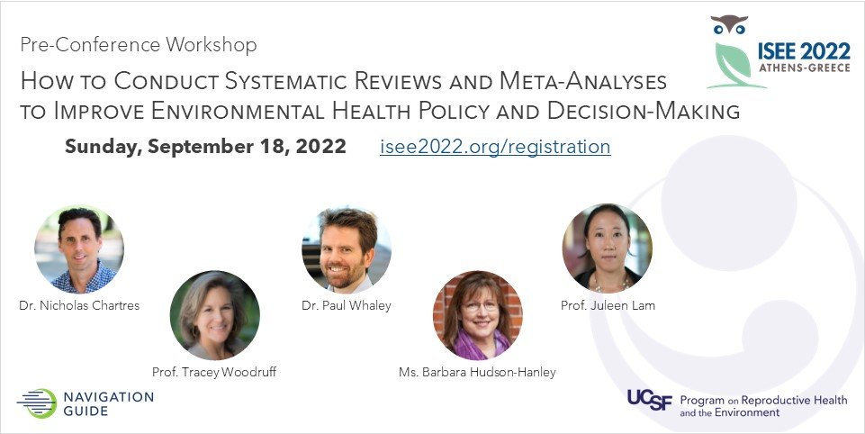 NickZChartres's tweet photo. There is still time to sign up for our Systematic Review Workshop @ISEE_global meeting in Athens, Greece! Join the @UCSF_PRHE team, @paul_msg, Dr. Juleen Lam & @barbarahhanley to learn how to conduct one #NavGuide #ISEE2022 #riskofbias
https://t.co/FJv3kOyjaU https://t.co/nbq6hG4i7c