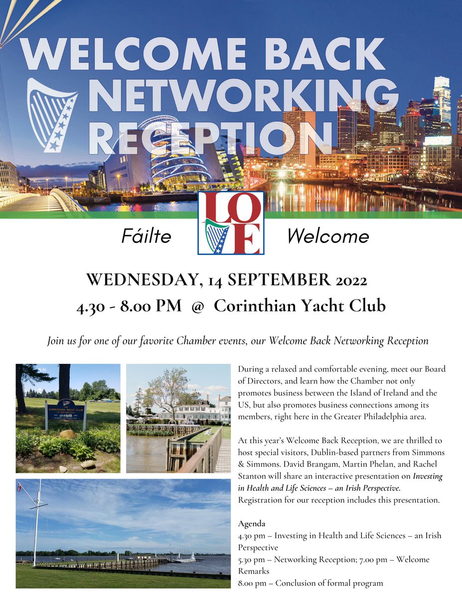 IABCNPhila's tweet photo. Before the weekend, be sure to register for our Welcome Back Networking Reception happening next Wednesday, September 14th!
Details: https://t.co/bQQrjnPZIK
#IABCN22 #IrishNetworking #Failte #Nasc #GlobalIrish #IrishPhiladelphia https://t.co/xIQJgDhiFJ