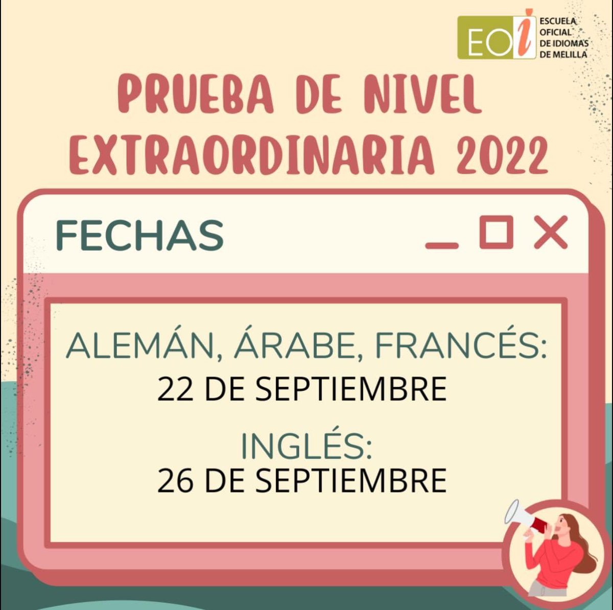 MelillaEoi's tweet photo. Recuerda que para poder hacer la prueba de nivel debes rellenar la preinscripción que encontrarás en nuestra web #eoimelilla https://t.co/em2PhgmJ9A
