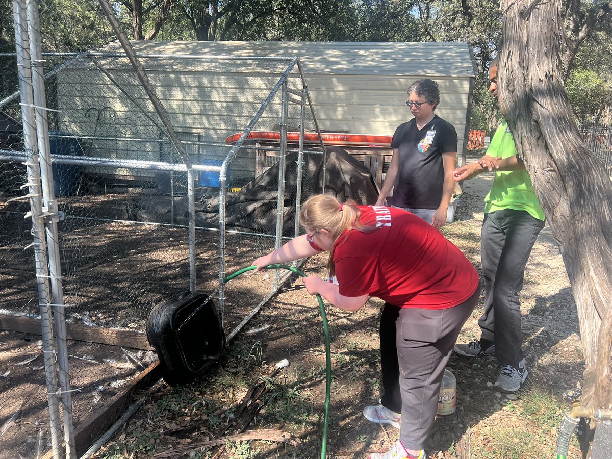 NISD_ReddixMISC's tweet photo. #NISDReddix student trainees working hard at Eagles Flight today. #NISD #Reddix #Animals #Work #Texas #SanAntonio https://t.co/hVN4bi2HGD