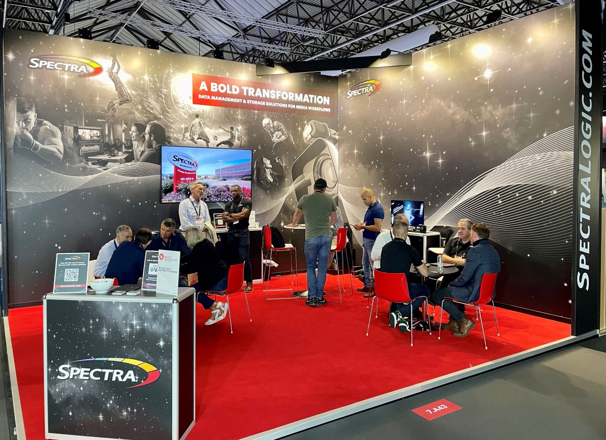 spectralogic's tweet photo. We're here on the #IBC22 show floor through September 12. Stop by booth 7.A43 for a demo -- we'll showcase our #SpectraVail multi-cloud #datamanagement software and #SpectraStorCycle #datastorage lifecycle management software. https://t.co/zvNC45j5Jk
