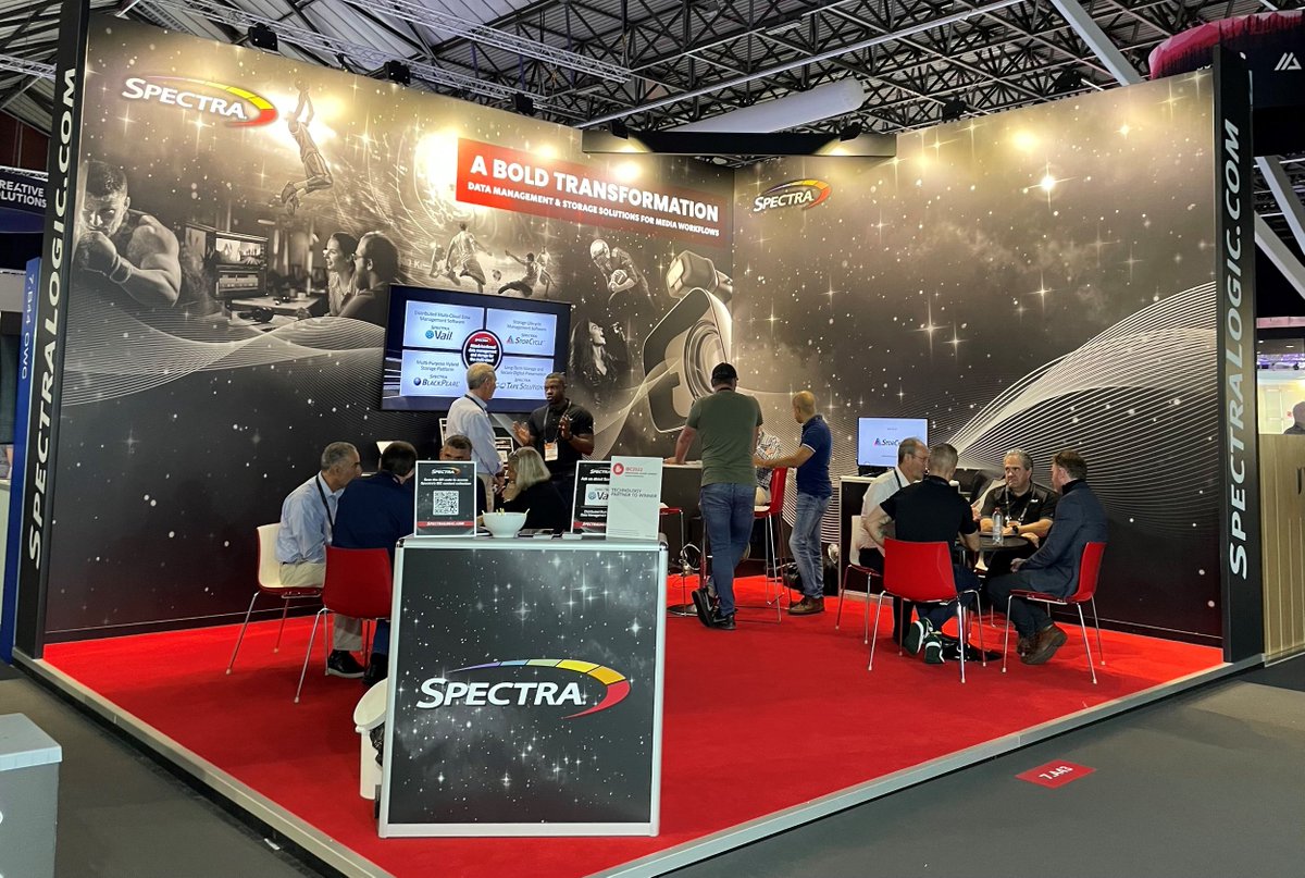 spectralogic's tweet photo. We're here on the #IBC22 show floor through September 12. Stop by booth 7.A43 for a demo -- we'll showcase our #SpectraVail multi-cloud #datamanagement software and #SpectraStorCycle #datastorage lifecycle management software. https://t.co/zvNC45j5Jk
