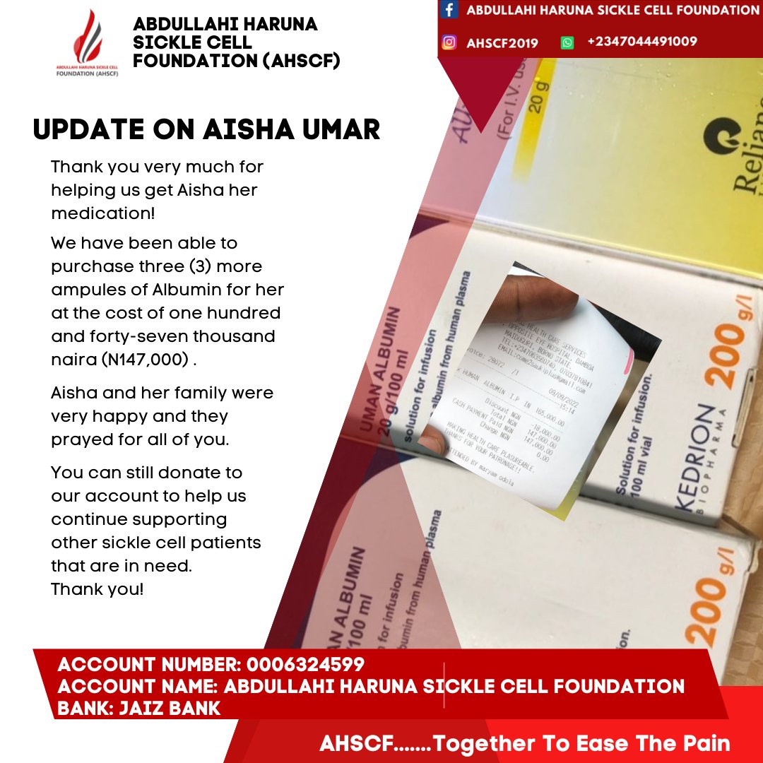 ahscf001's tweet photo. Thank you very much for all the donations and for sharing the post with your contacts! We couldn't have done this without you! #sicklecell #AHSCF https://t.co/1lJxx50WFC