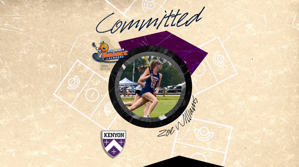 Zoe Williams commits to Division III Kenyon College! Zoe is a Florida Select 2023 Midfielder on the Florida Select Navy Team. She has a super quick burst and great lean to get by defenders. Awesome job Zoe!!!