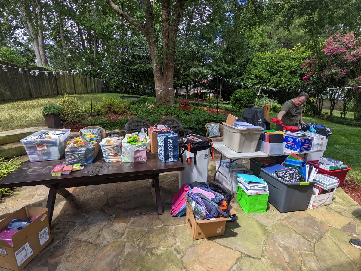 trianglerefugee's tweet photo. On September 2, we finished our mission of collecting enough school supplies for refugee students in NC! The project was an enormous success! With an initial goal of 20 school supply kits, we collected 45 full kits, with many more supplies as surplus.

Thanks, Triangle! https://t.co/VZ4zHqtddZ