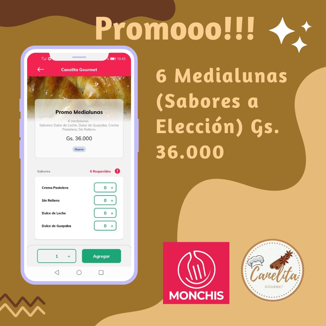 JulioMelgaGH1S's tweet photo. Promooo!! Aprovechá pidiendo desde la App de Monchis.. tambien tenemos descuentos en PedidosYa!!📲 
Hacé tus pedidos para la Merienda!! 😋🤩

IG: @CanelitaGourmet 

Consultas sobre delivery al WA 0981653322����

Estamos en Lambaré - Valle Apu'a..📍 https://t.co/Oby7GJjdkA