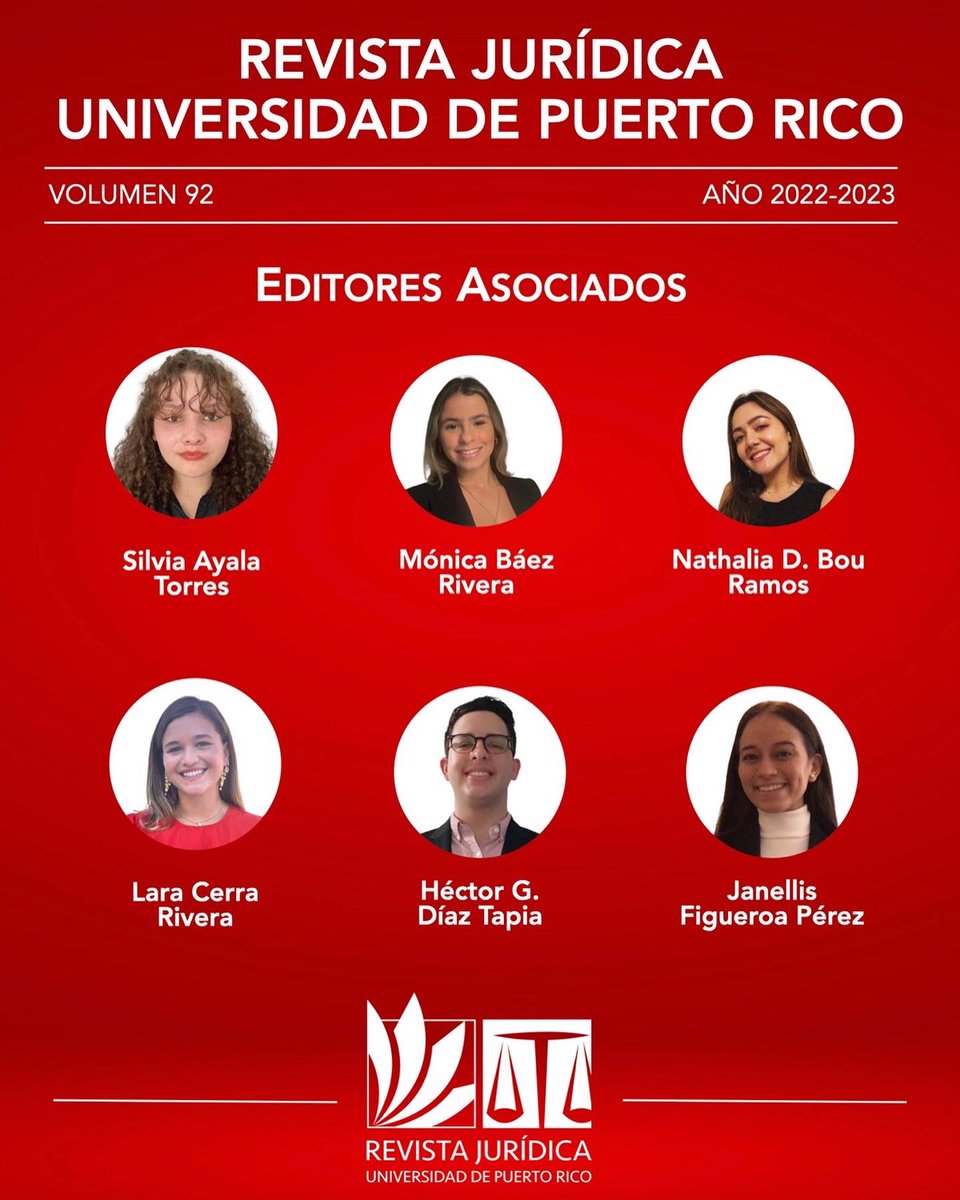 revjurupr's tweet photo. ¡Es con gran orgullo que les presentamos al equipo editorial de la revista impresa del #Volumen92 de la Revista Jurídica de la Universidad de Puerto Rico! ¡Les deseamos mucho éxito en el transcurso de sus labores!
#Volumen92 #RevJurUPR #92Años https://t.co/Hovf0lNRY9