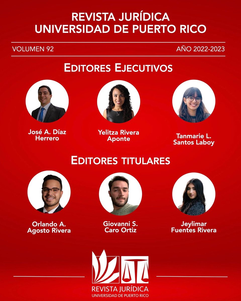 revjurupr's tweet photo. ¡Es con gran orgullo que les presentamos al equipo editorial de la revista impresa del #Volumen92 de la Revista Jurídica de la Universidad de Puerto Rico! ¡Les deseamos mucho éxito en el transcurso de sus labores!
#Volumen92 #RevJurUPR #92Años https://t.co/Hovf0lNRY9