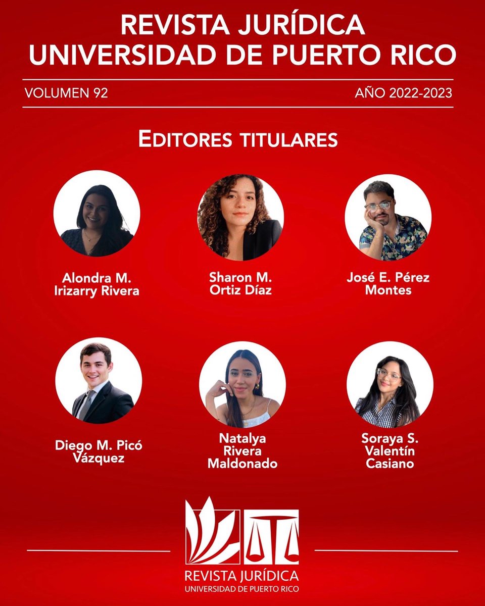 revjurupr's tweet photo. ¡Es con gran orgullo que les presentamos al equipo editorial de la revista impresa del #Volumen92 de la Revista Jurídica de la Universidad de Puerto Rico! ¡Les deseamos mucho éxito en el transcurso de sus labores!
#Volumen92 #RevJurUPR #92Años https://t.co/Hovf0lNRY9