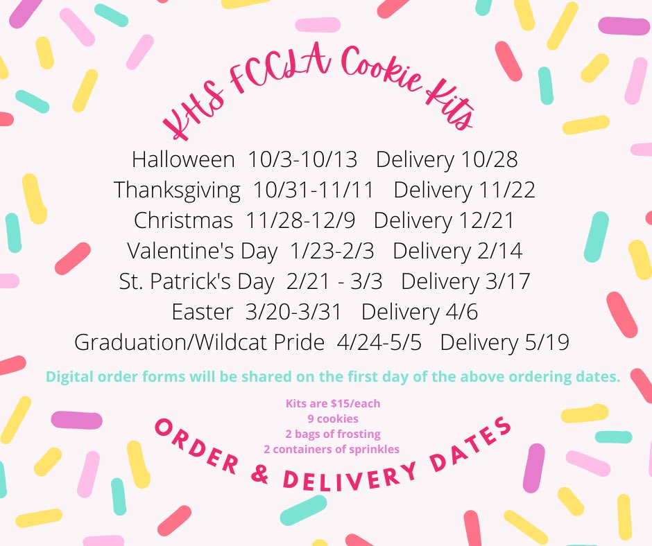 Mark your calendars! FCCLA cookie kits will be back soon!
👻🦃🎅🏼❤️🍀🐣🎓🐾

<a href="/pta_kes/">Keystone Elementary PTA</a> @MrKohler2 @KHSAPBrown <a href="/KeystoneCouns/">KHS Counseling</a> @MissAtkinson32 <a href="/KLSD_Sports/">Keystone Athletics</a> <a href="/angela_siwik/">Angela Siwik</a> <a href="/jacobalferio/">Jake Alferio</a> <a href="/kms_mschudakoff/">Miss Chudakoff</a> <a href="/KeystoneCheer/">Keystone Cheer</a> <a href="/MrsGibson_KMS/">Mrs. Gibson</a>
