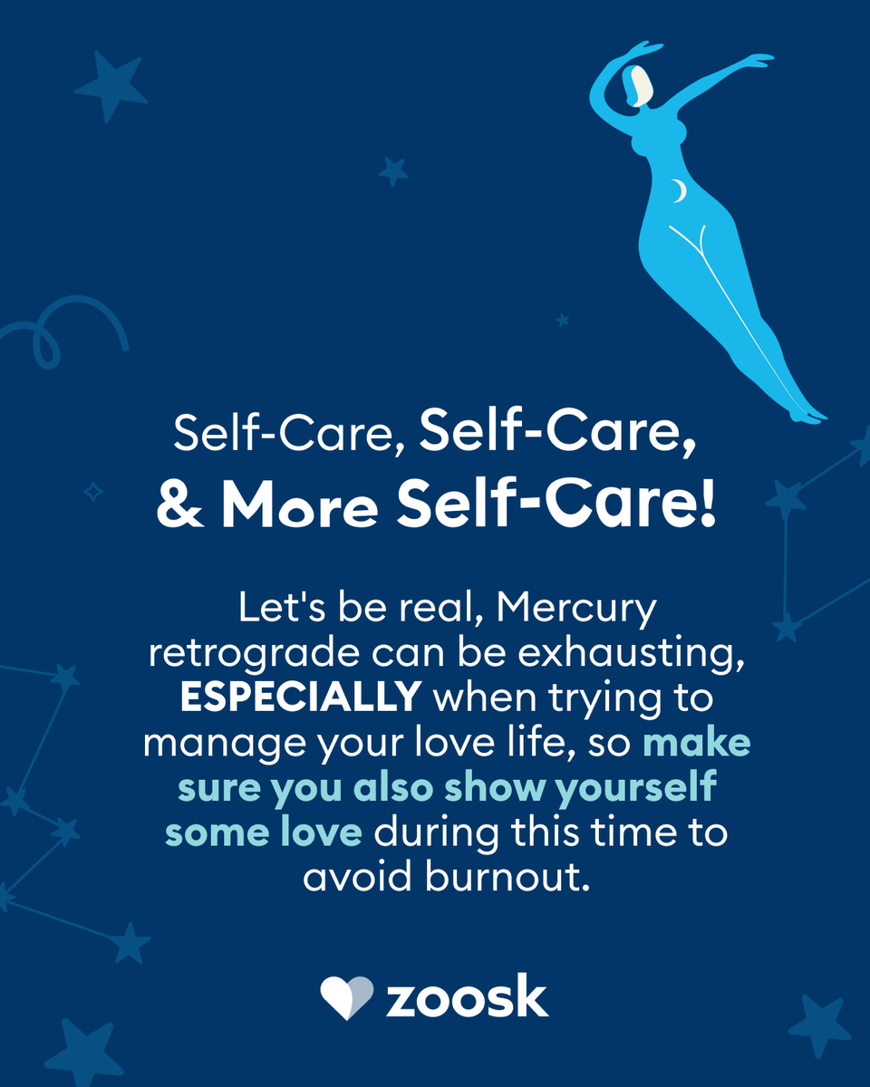 Zoosk's tweet photo. Today we enter the third #MercuryRetrograde of the year (😭). #DatingBurnout is not uncommon during this period, so make sure you follow these tips, and you should breeze through the #retrograde like a pro 💪 https://t.co/CHSUuh79kZ