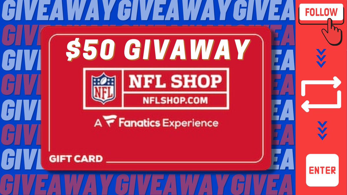 ZbotTweets's tweet photo. 🎉NFL SHOP GIFT CARD GIVEAWAY🎉

I'm in a GREAT mood after last night to say the least. Let's celebrate by hooking a fan up with some gear!

I’m GIVING AWAY a $50 NFL SHOP GIFT CARD!

To ENTER, simply RT THIS POST

Make sure to follow me so I can DM you! 

Winner announced 09/13 https://t.co/VZhy6OCvYV