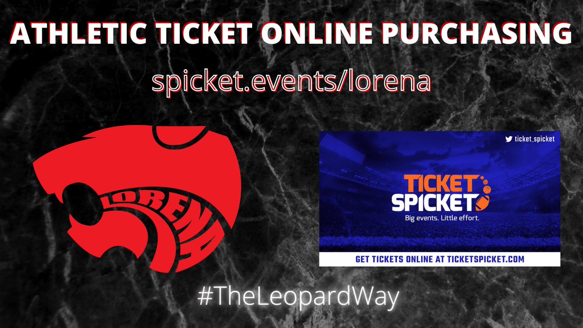It's not too early to get your tickets for the Lorena football team's home opener September 16 against La Vega. Tickets for all Lorena home events are being sold online only. Click spicket.events/lorena to get your seats. Buy early, cheer loud and Go Leopards. #theLeopardWay
