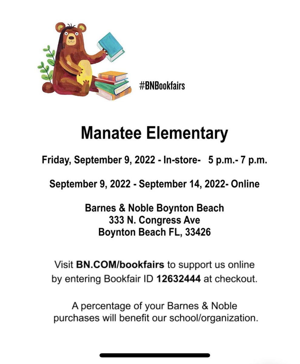 ManateeESMedia's tweet image. Please come join us tonight at Barnes and Noble. Hope to see you there!