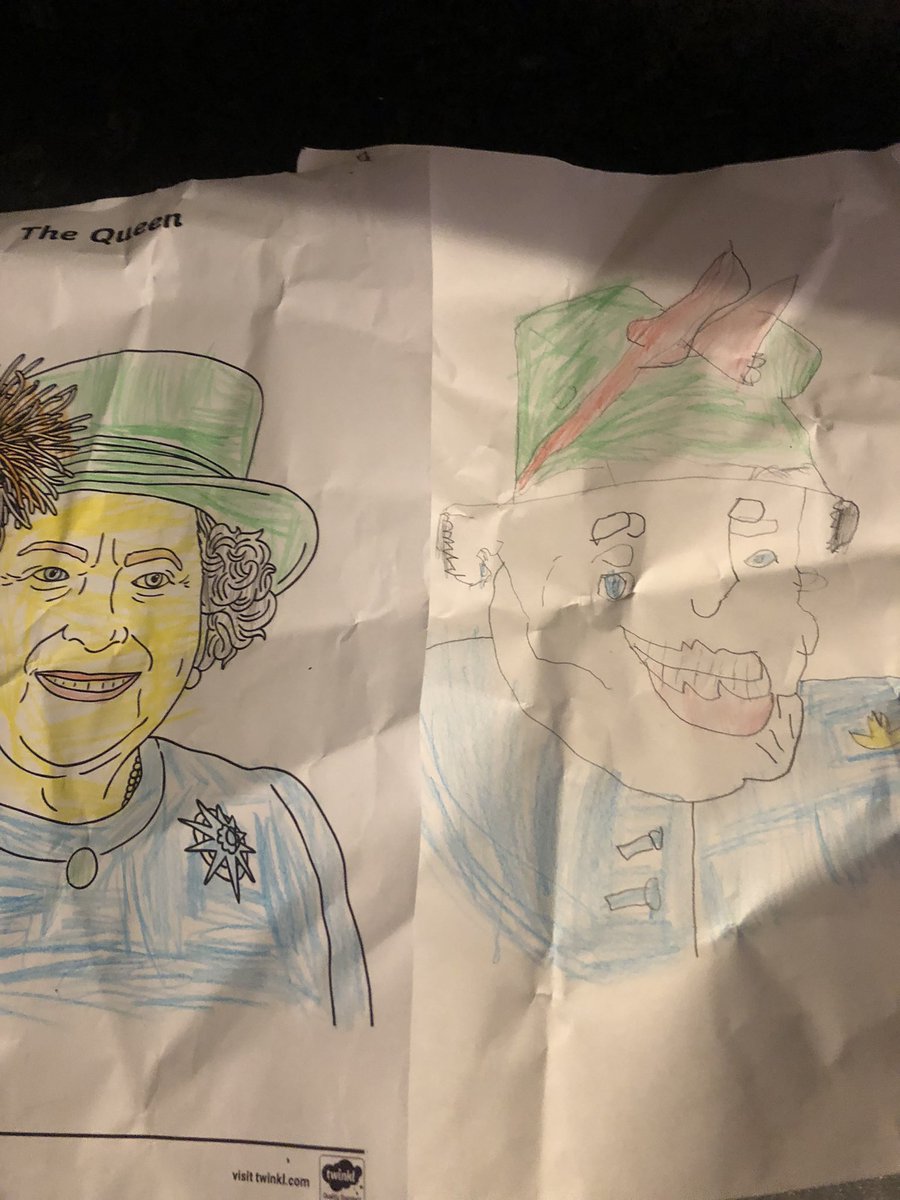 My son drew a picture of the Queen and ngl I’m pretty sure this is the creature that haunted my dreams as a kid