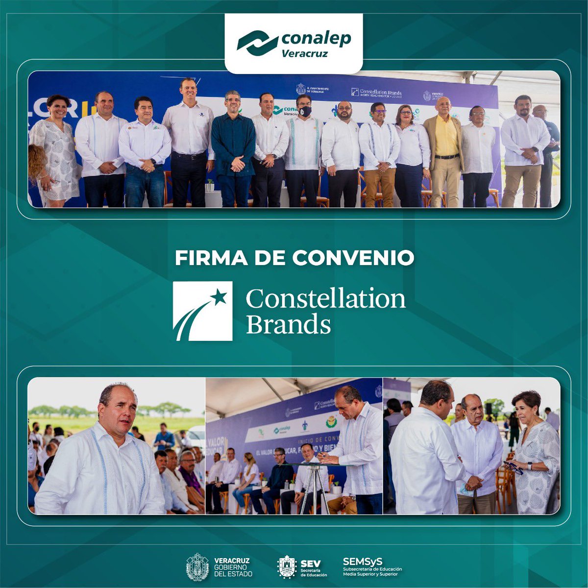 ConalepVeracruz's tweet photo. El pasado martes 6 de septiembre de 2022, en el Puerto de Veracruz, se llevó a cabo la firma del convenio colaborativo entre Conalep Veracruz y la empresa estadounidense Constellation Brands.

#ConalepMeLlenaDeOrgullo https://t.co/ibkhkfXEKE