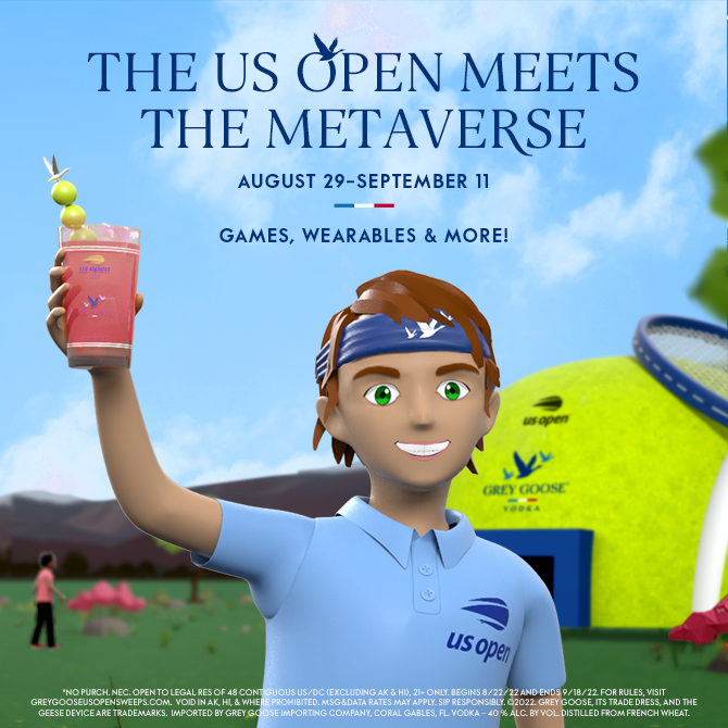 BacardiLimited's tweet photo. Celebrate the @USOpen Finals with @GreyGoose on a Honey Deuce cocktail quest in the #metaverse. Jump into the #GreyGoose MetaVIP Lounge in @Decentraland, on your laptop, for a chance at exciting prizes and NFT wearable drops! https://t.co/j6LHRfNjr5
#BacardiLife #USOpen https://t.co/s1EBqtwHaK