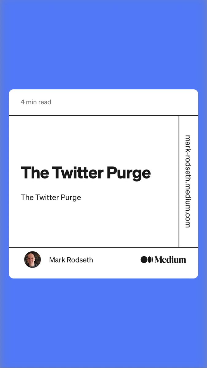 mark_rodseth's tweet photo. “The Twitter Purge” by Mark Rodseth
https://t.co/emV9UMvkTb #elonmusk #twitter #bots #artificialintelligence #elonmusktwitter #shortfiction https://t.co/eK7pt2zGXP